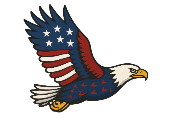 Flying American Eagle with Flag Motif